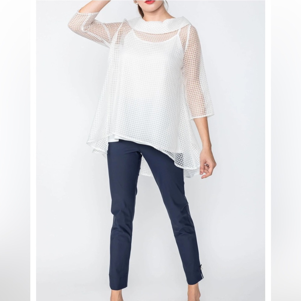 NWOT I C Collection White Cowl Neck Sheer Top XS